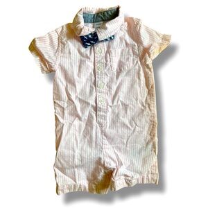 Striped Baby Romper with Bow Tie